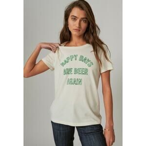 Lucky Brand Tshirt Women's Size M Crew Neck St. Patrick's Day Drinking Humor